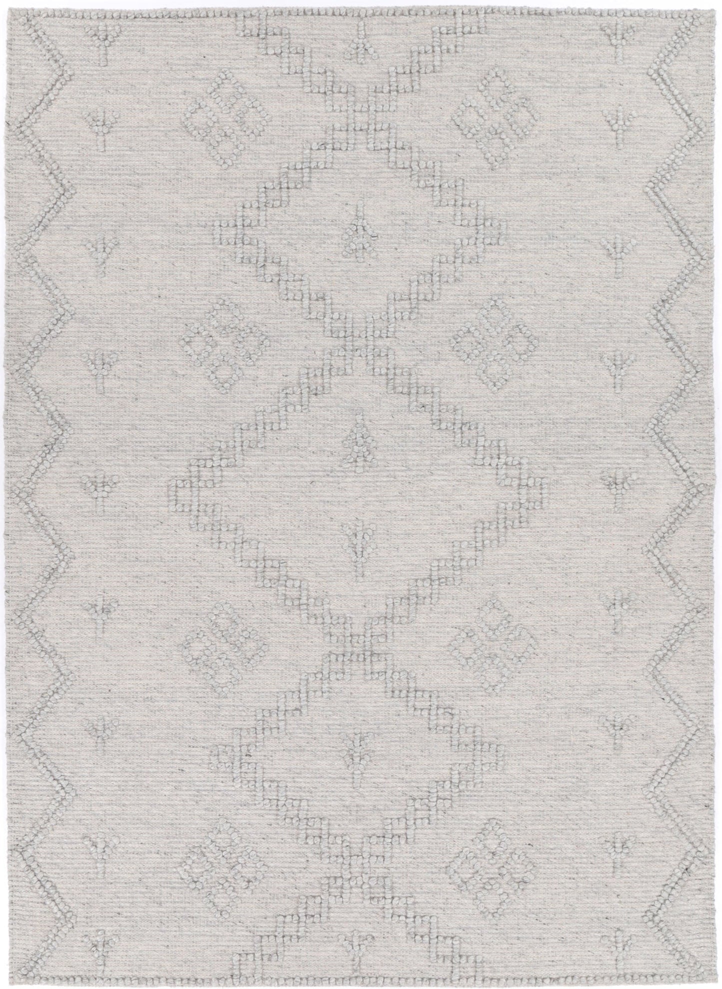 Varanasi Aztec Wool Blend Grey Rug