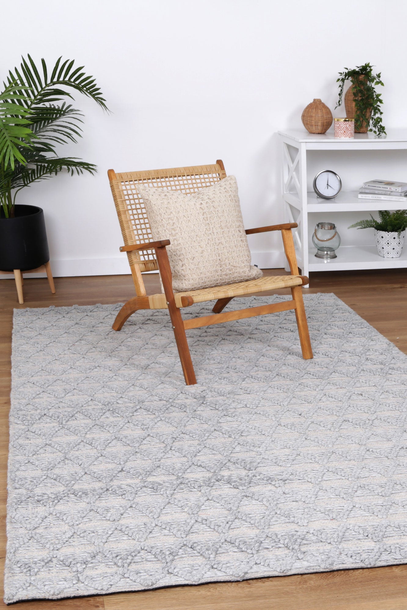 Kaiden Mosaic Tribal Grey Wool Rug