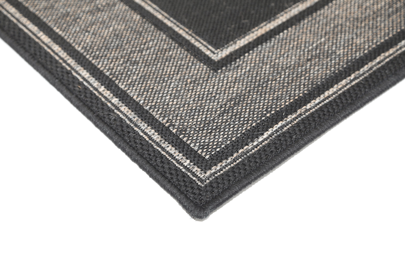 Sicili Black Bordered Line Pattern Rug