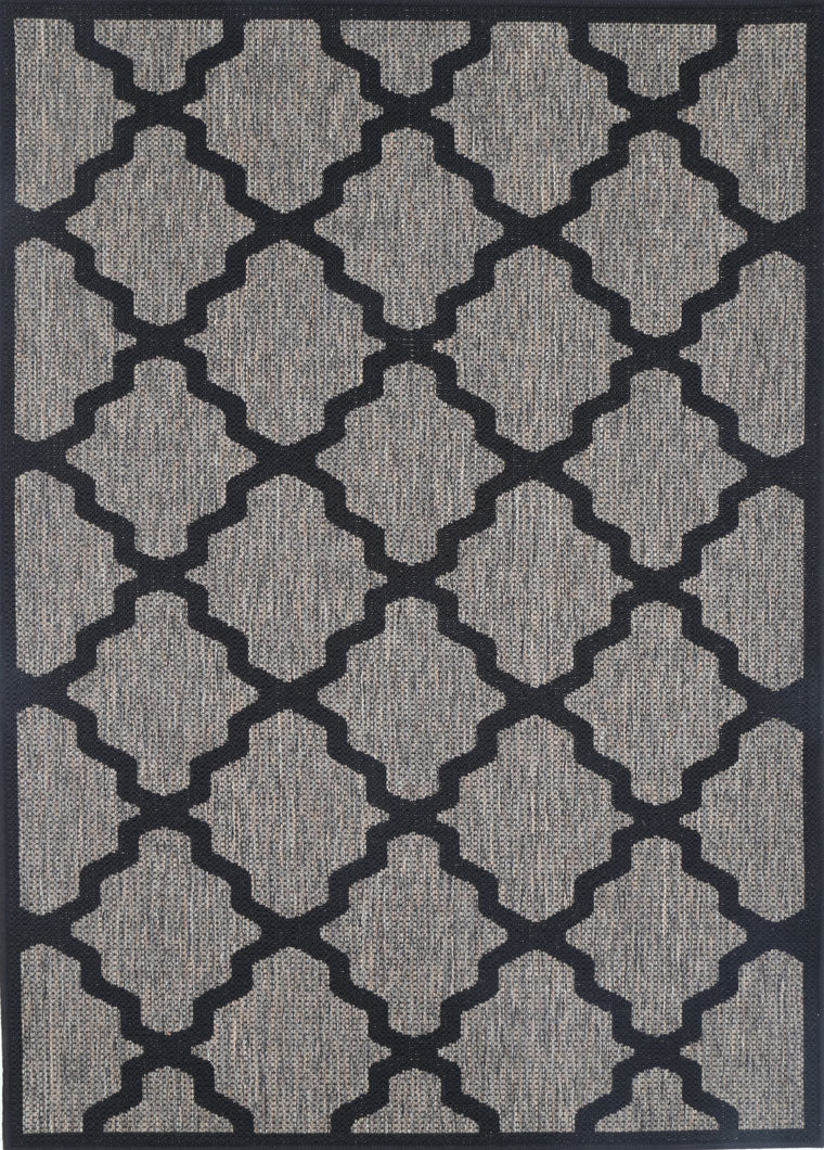 sicili Beige and Black Geometric Rug