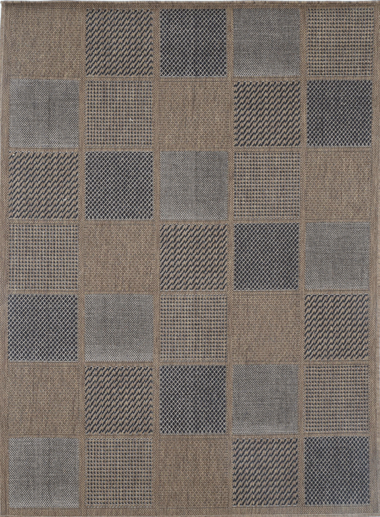 Sicili Beige Patchwork Square Shape Patterned Ikat Rug