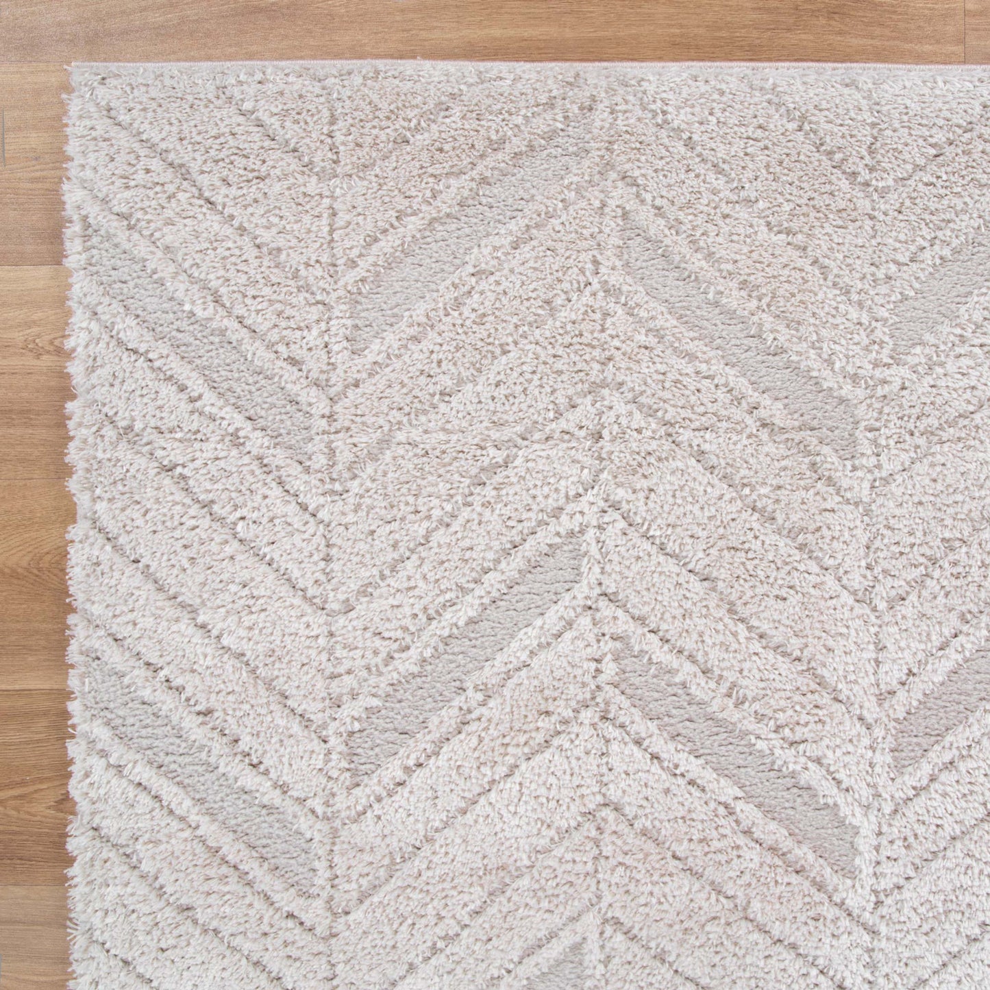 Authentic Chevron Beige Shag Rug
