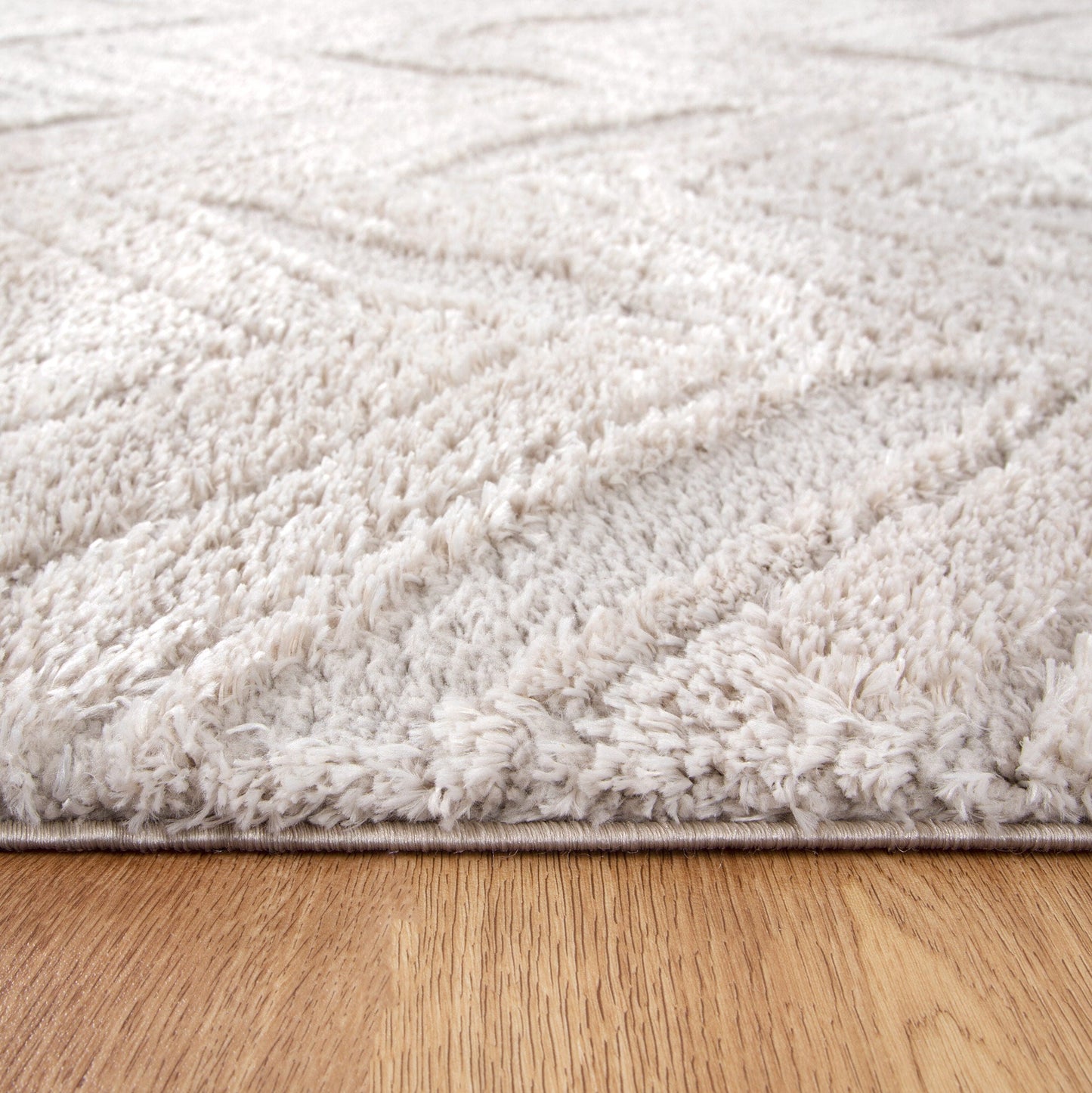 Authentic Chevron Beige Shag Rug