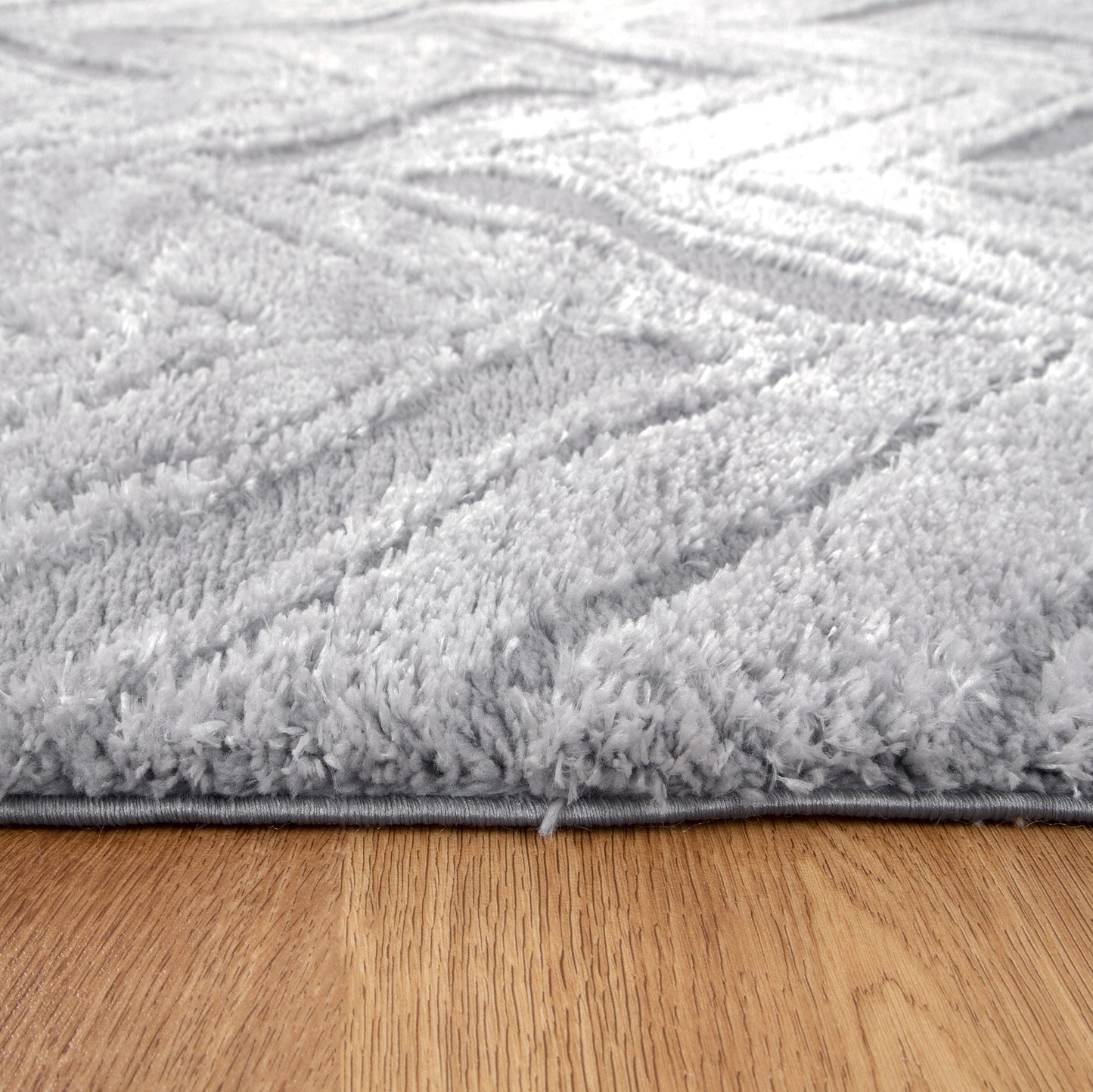 Authentic Chevron Silver Shag Rug