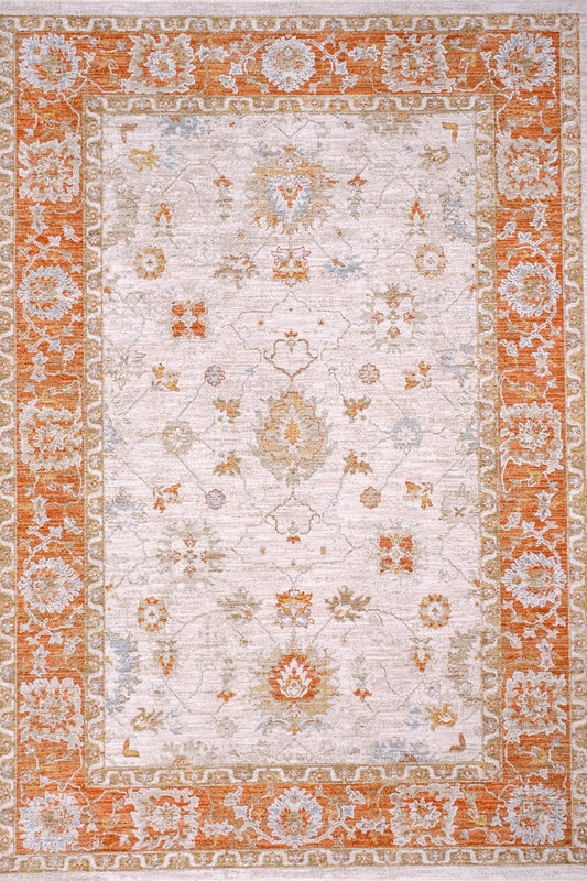 Zile CR662B Cream and Orange Rug