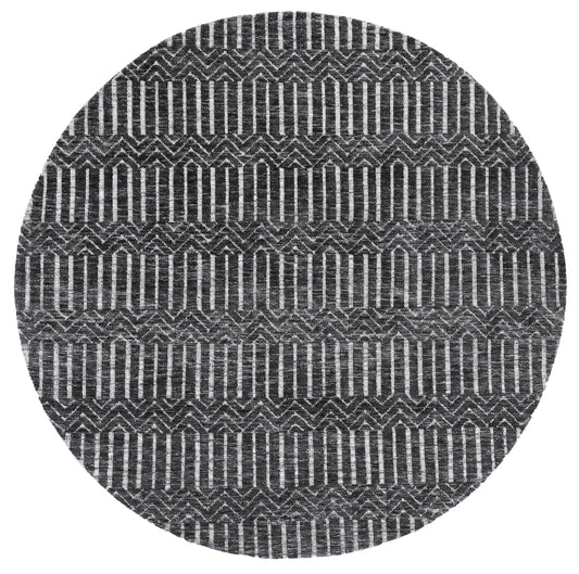 Zara Charcoal & Beige Round Cotton Blend Rug