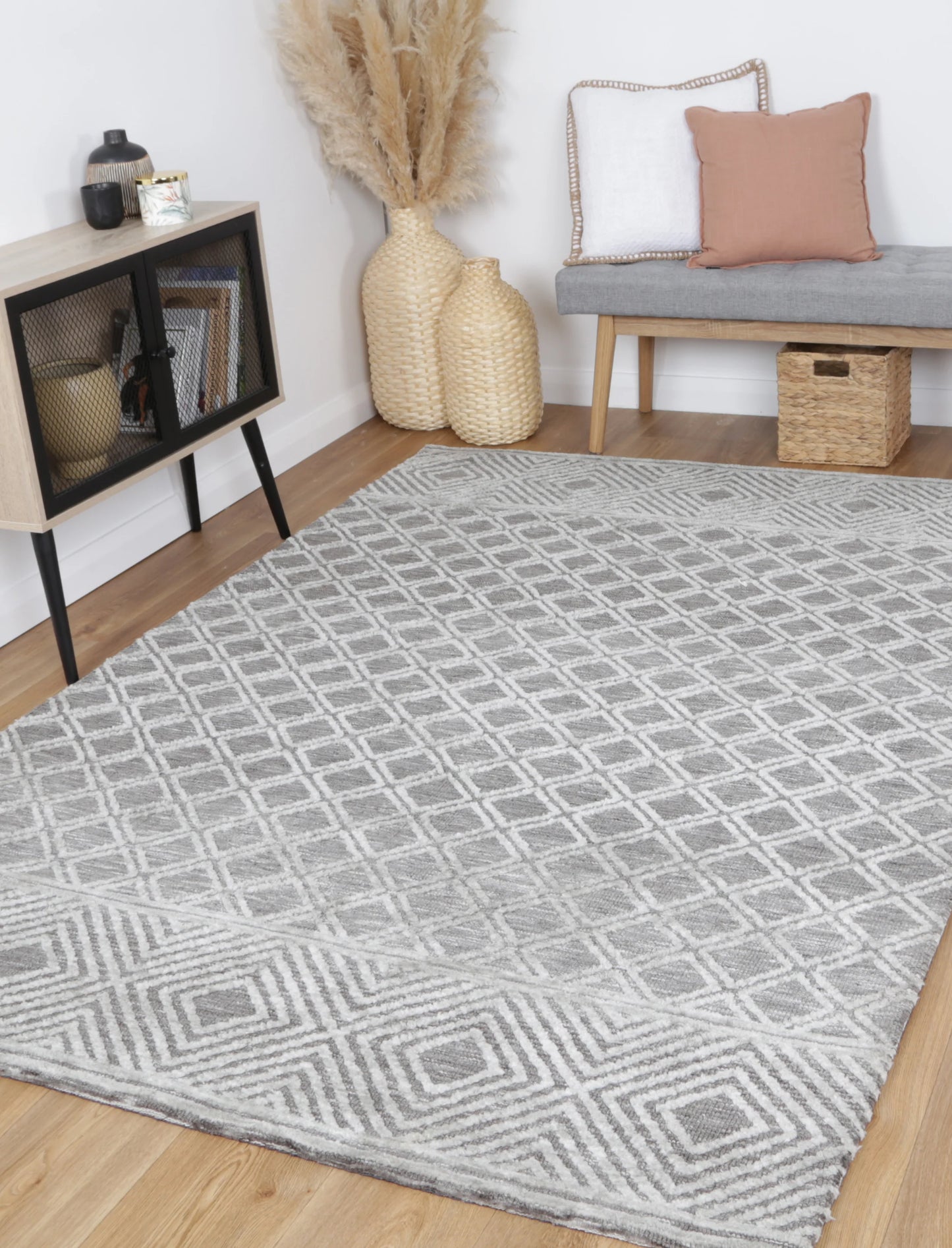 Zara Grey Cotton Blend Rug