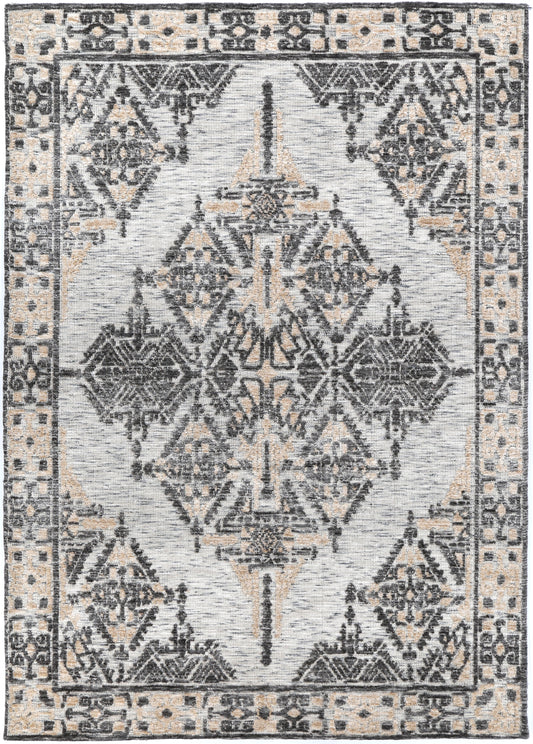 Zara Charcoal & Beige Cotton Blend Rug