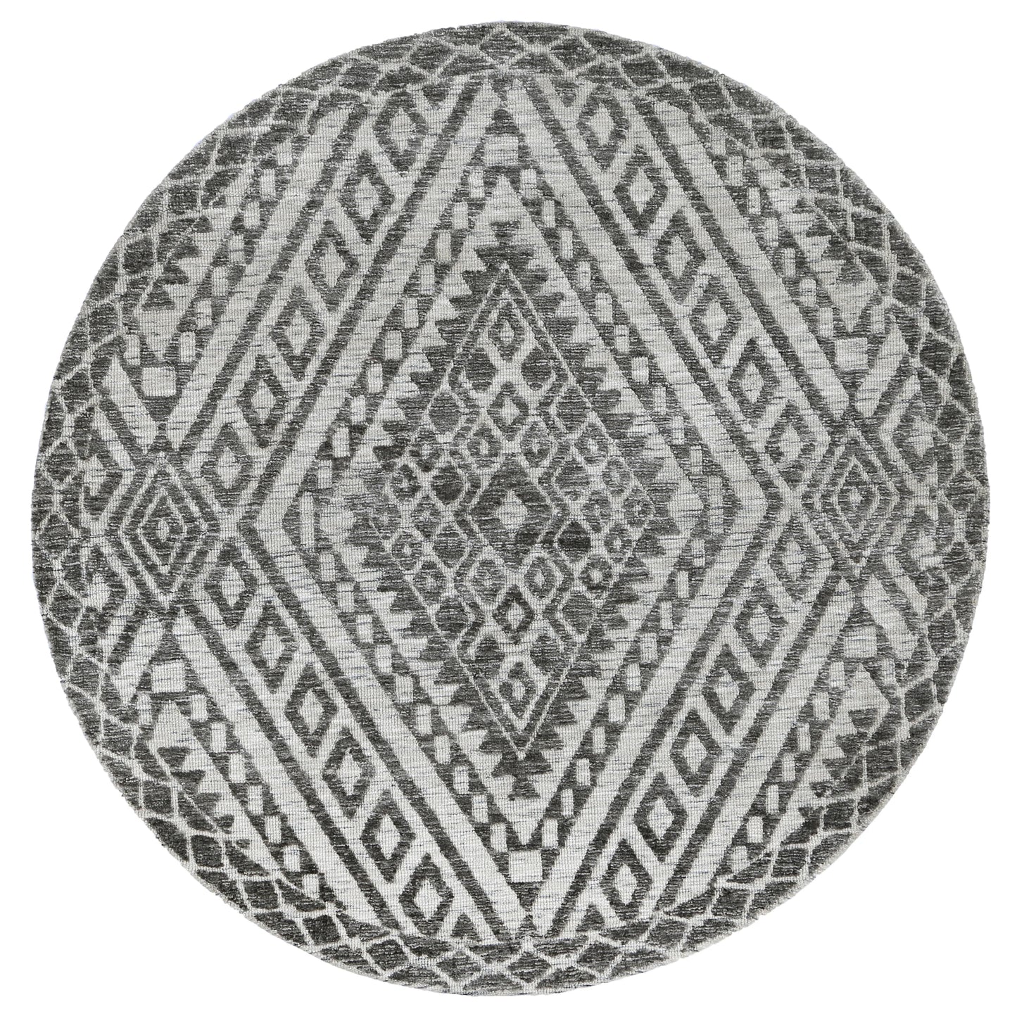 Zara Charcoal & Beige Round Cotton Blend Rug