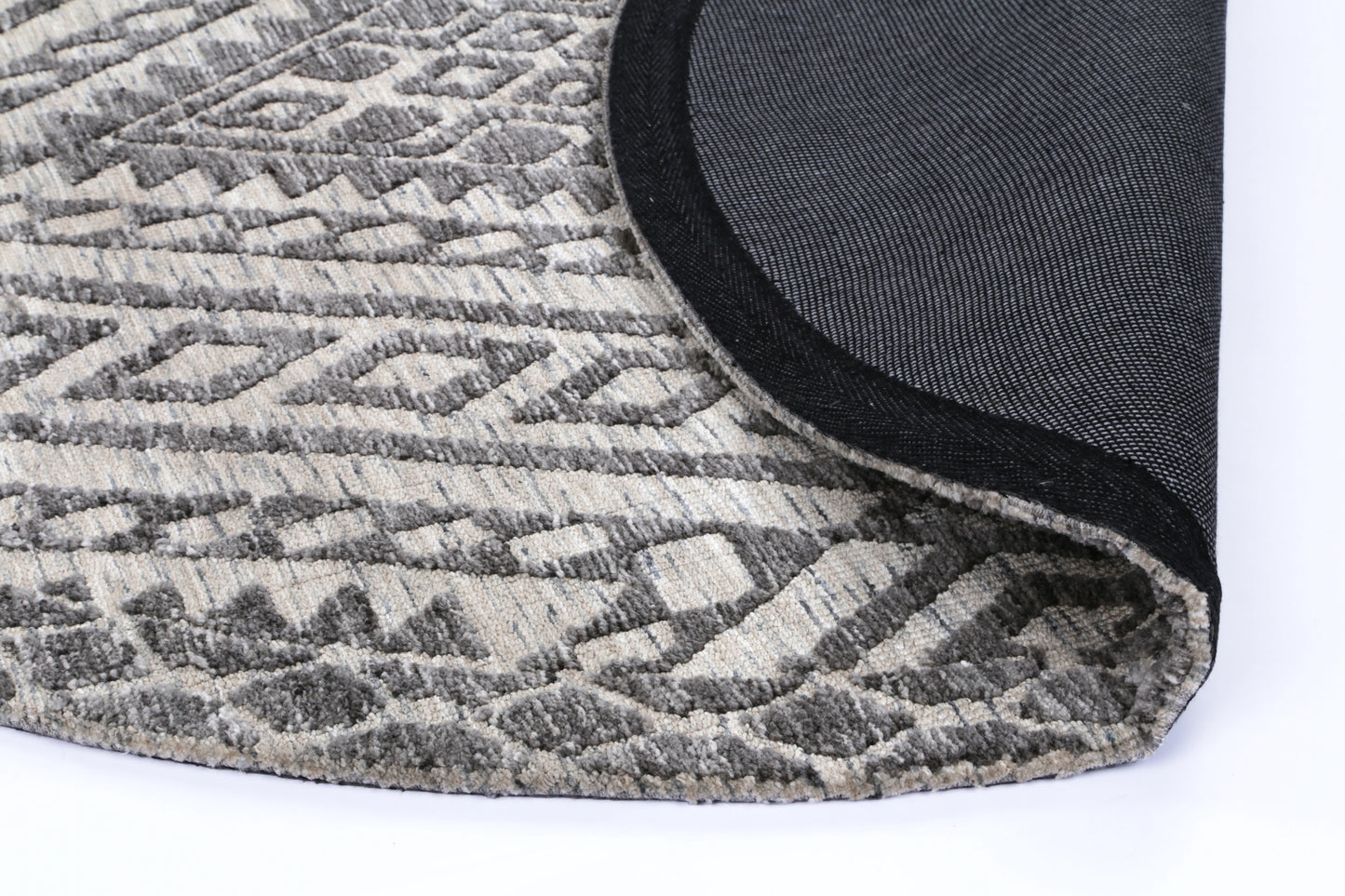 Zara Charcoal & Beige Round Cotton Blend Rug