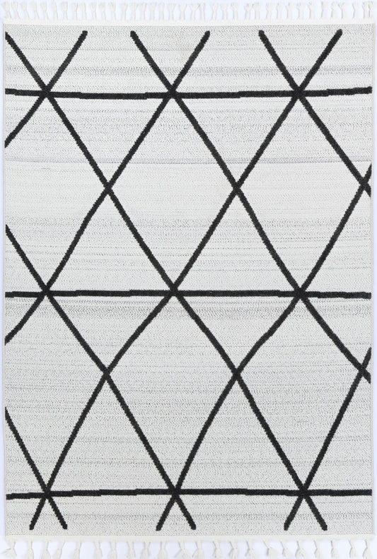 Mars Trojan Geometric Ivory and Anthracite Rug