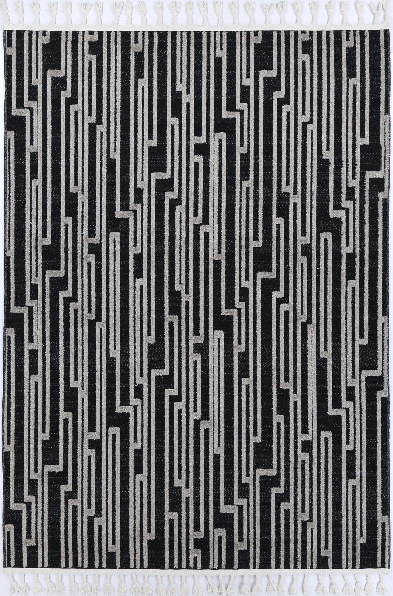 Mars Arcadia Geomteric Black and White Rug