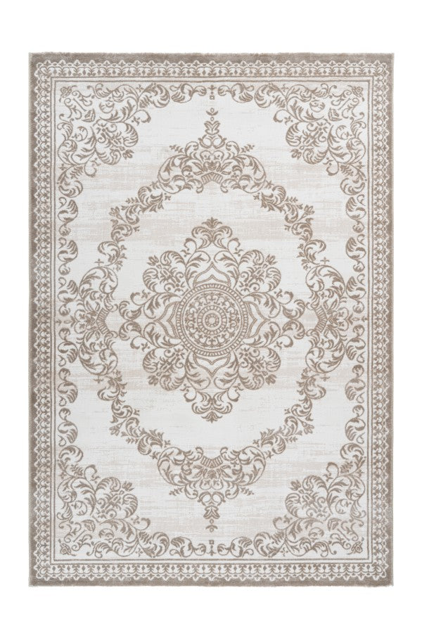 Aleyna 607 Beige Turkish Design Rug With Centre Medallion - Lalee Designer Rugs