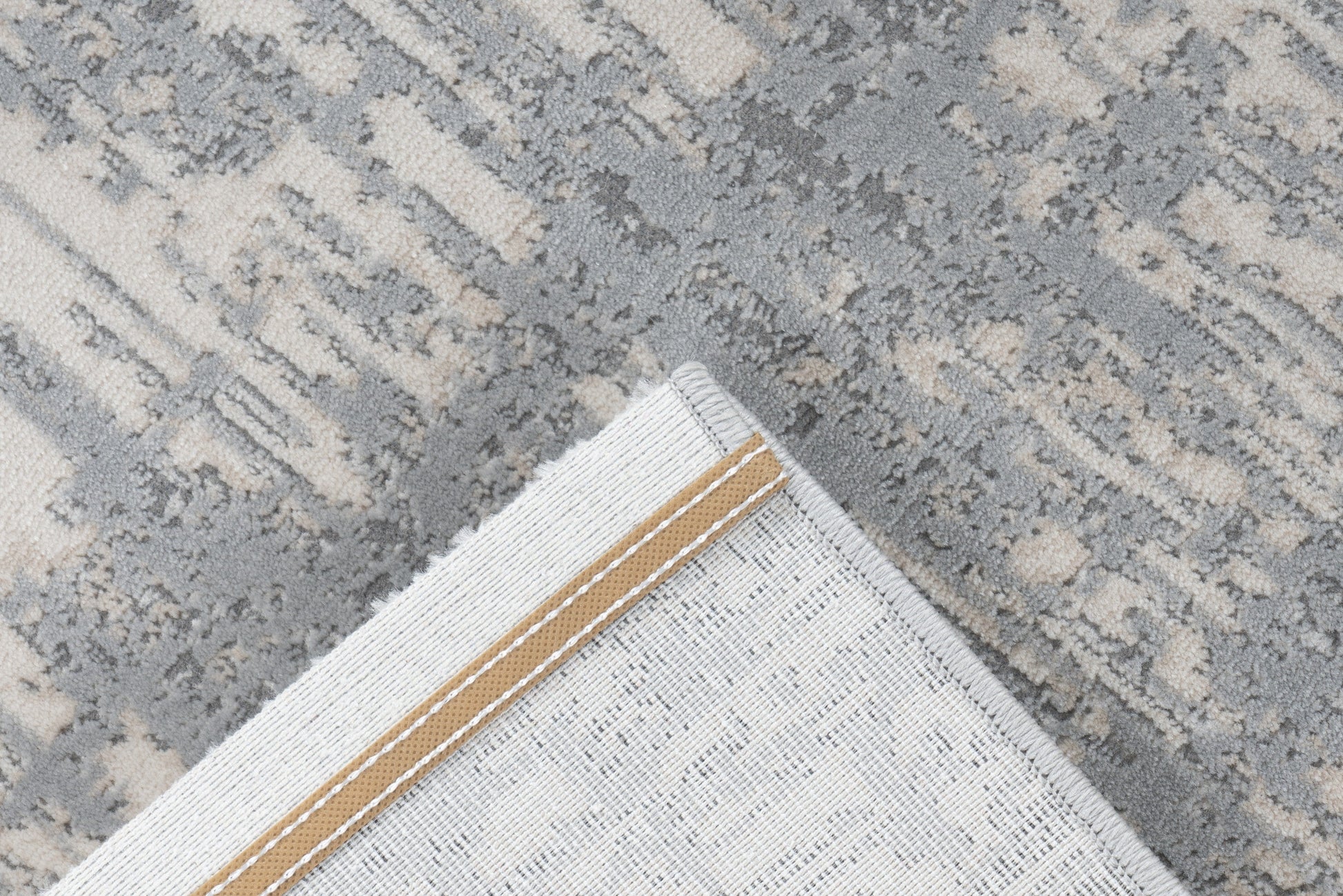 Silver Beige Textured Modern Rug