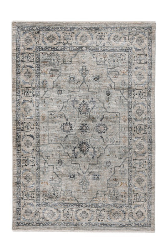 Quimper 701 Beige Vintage Inspired Rug With Medallion