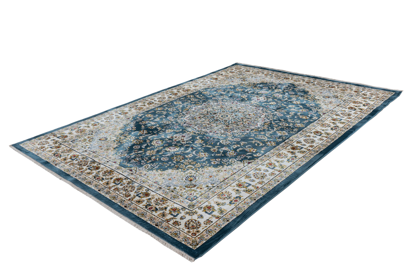 Classic 700 Blue Traditional Rug With Center Medallion - Lalee Designer Rugs