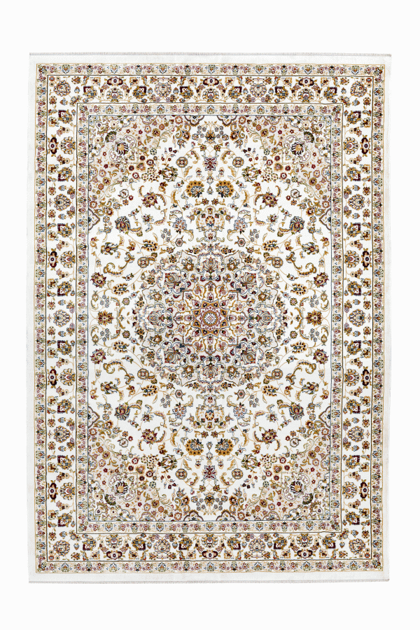 Classic 700 Cream Traditional Rug With Center Medallion - Lalee Designer Rugs