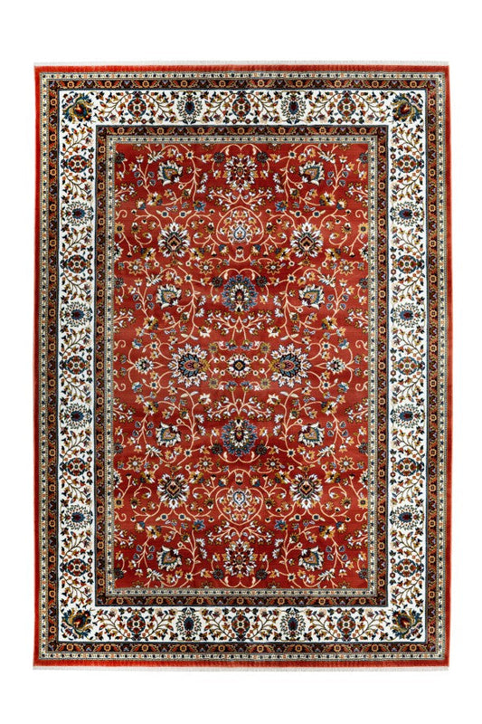 Classic 701 Rust Traditional Rug with Floral Patterns - Lalee Designer Rugs