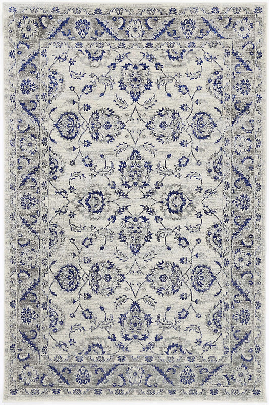 Exquisite Blue & Ivory Floral Rug