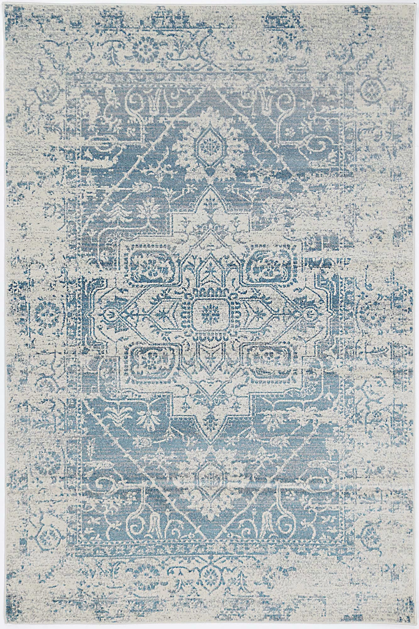 Exquisite Ivory & Blue Vintage Rug