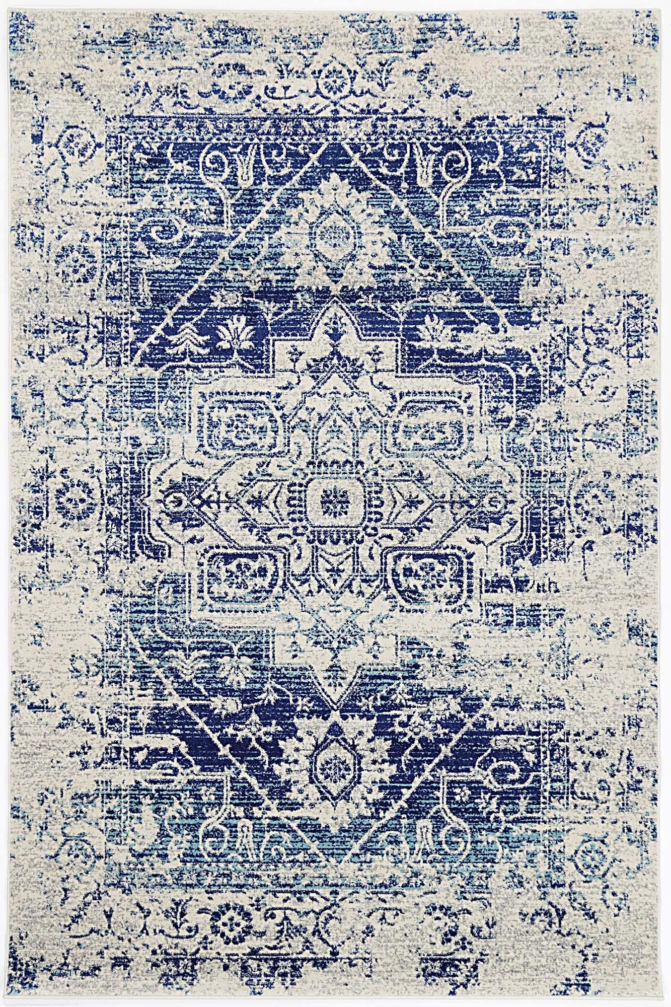 Exquisite Ivory & Navy Vintage Rug