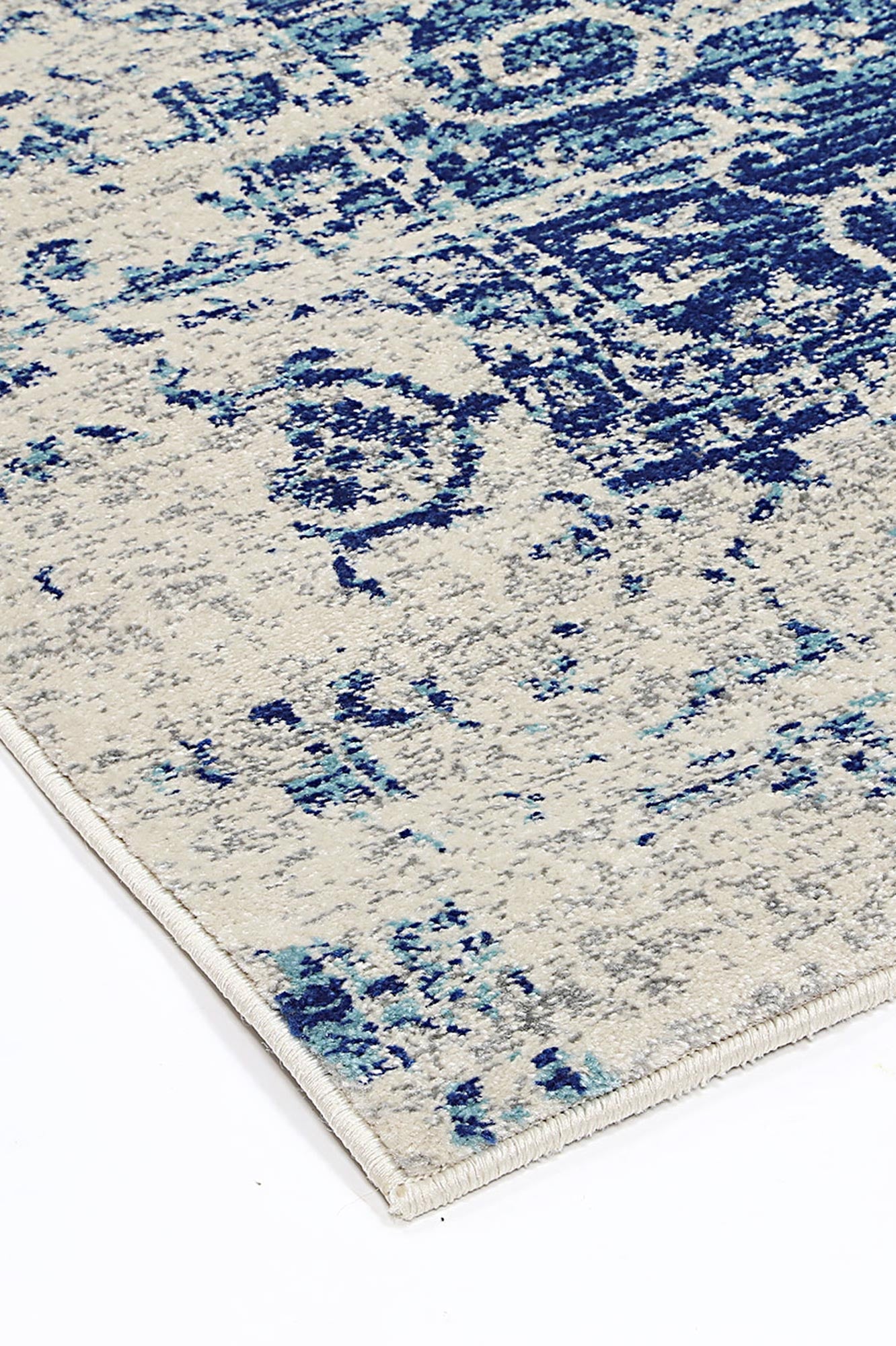 Exquisite Ivory & Navy Vintage Rug