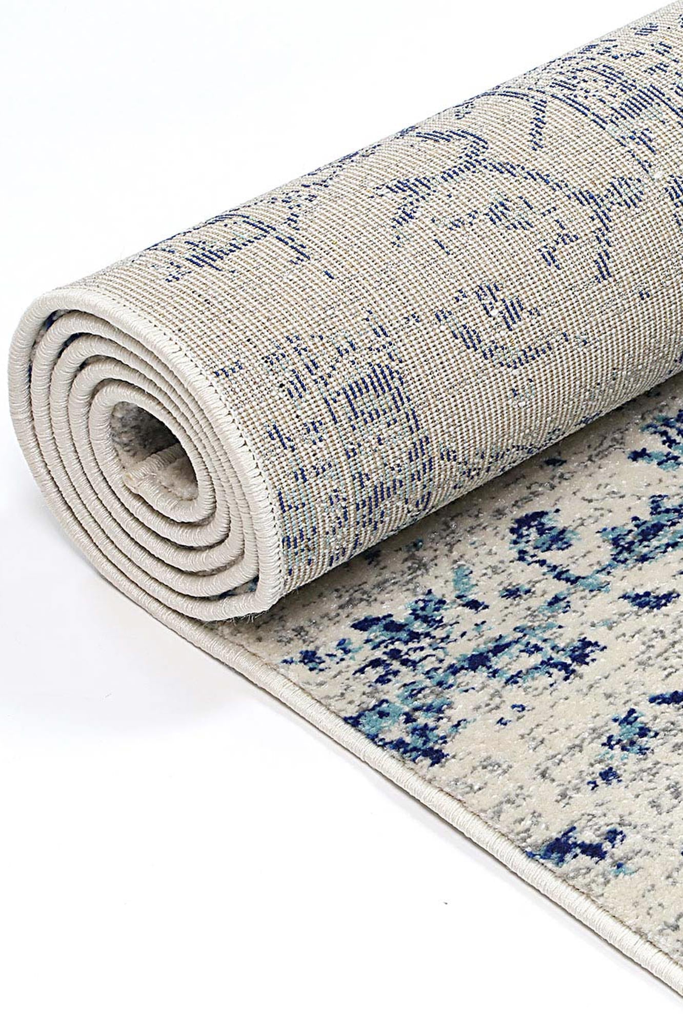 Exquisite Ivory & Navy Vintage Rug