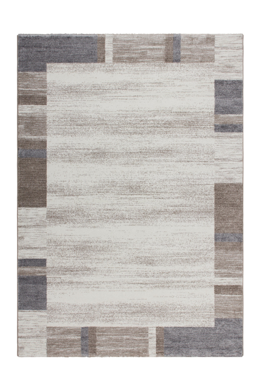 Feeling 500 Beige Silver Plain Border Thick Rug - Lalee Designer Rugs