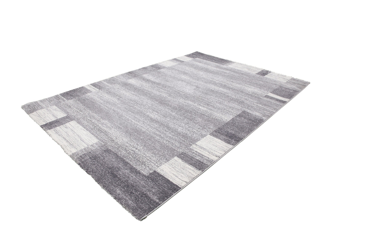 Feeling 500 Silver Plain Border Thick Rug - Lalee Designer Rugs