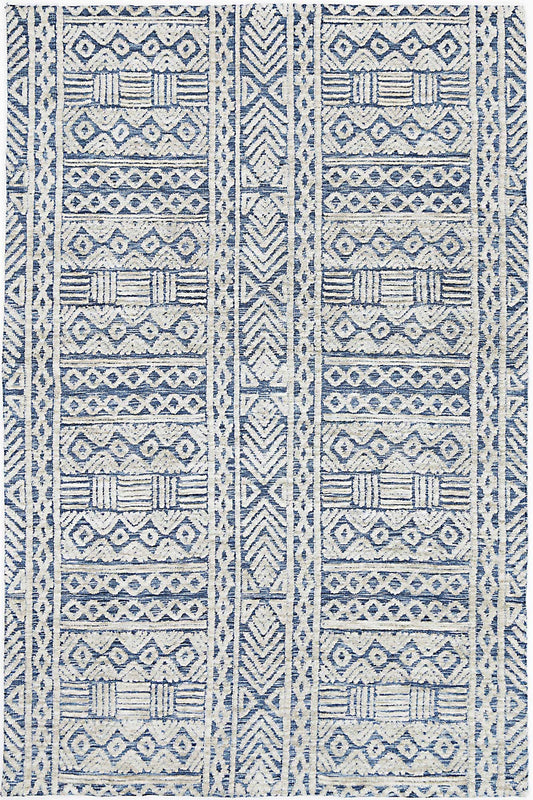 Zara Navy Tribal Rug with chain pattern