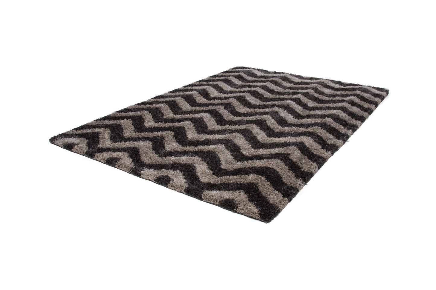 Grace 801 Graphite Shaggy Zig Zag Rug - Lalee Designer Rugs