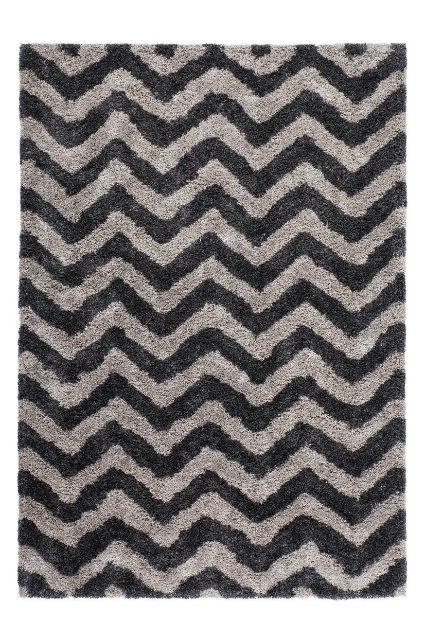 Grace 801 Graphite Shaggy Zig Zag Rug - Lalee Designer Rugs