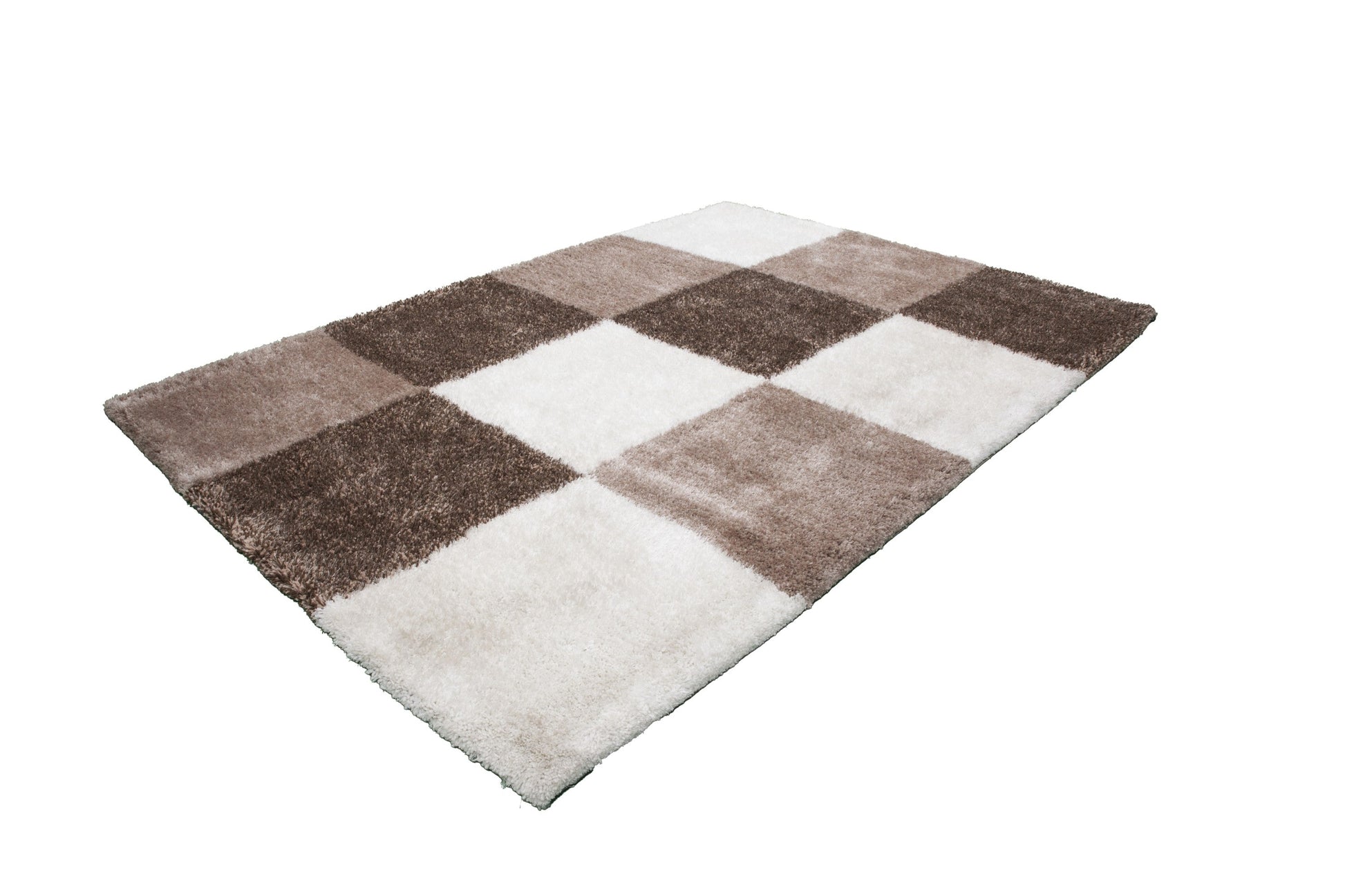 Grace 803 Nougat Checkered Shaggy Rug - Lalee Designer Rugs