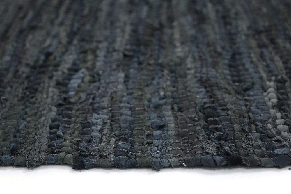 Galaxy Grey Leather Chindi Rug