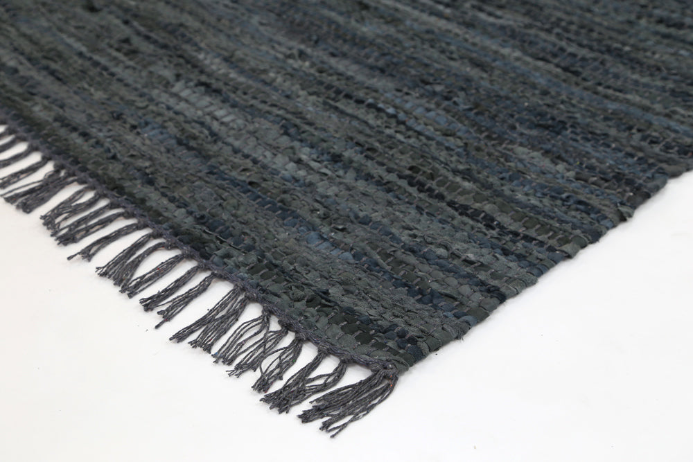 Galaxy Grey Leather Chindi Rug