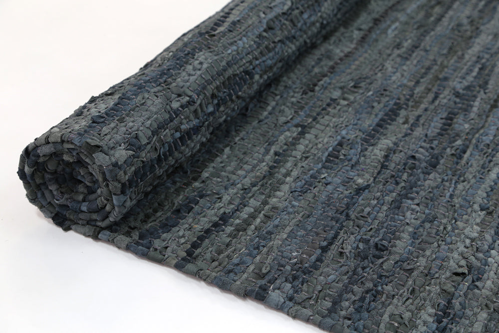 Galaxy Grey Leather Chindi Rug