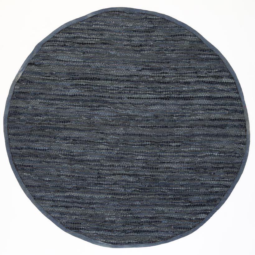 Galaxy Grey Leather Chindi Round Rug