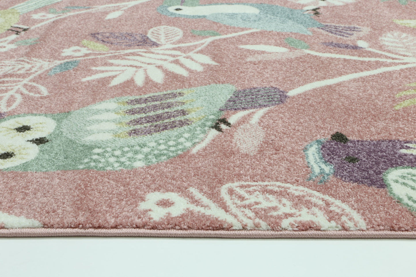 Happy Hands Bright Birds Pink Kids Rug