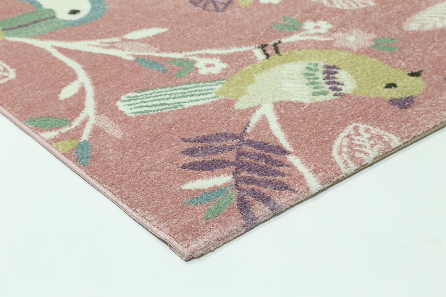 Happy Hands Bright Birds Pink Kids Rug