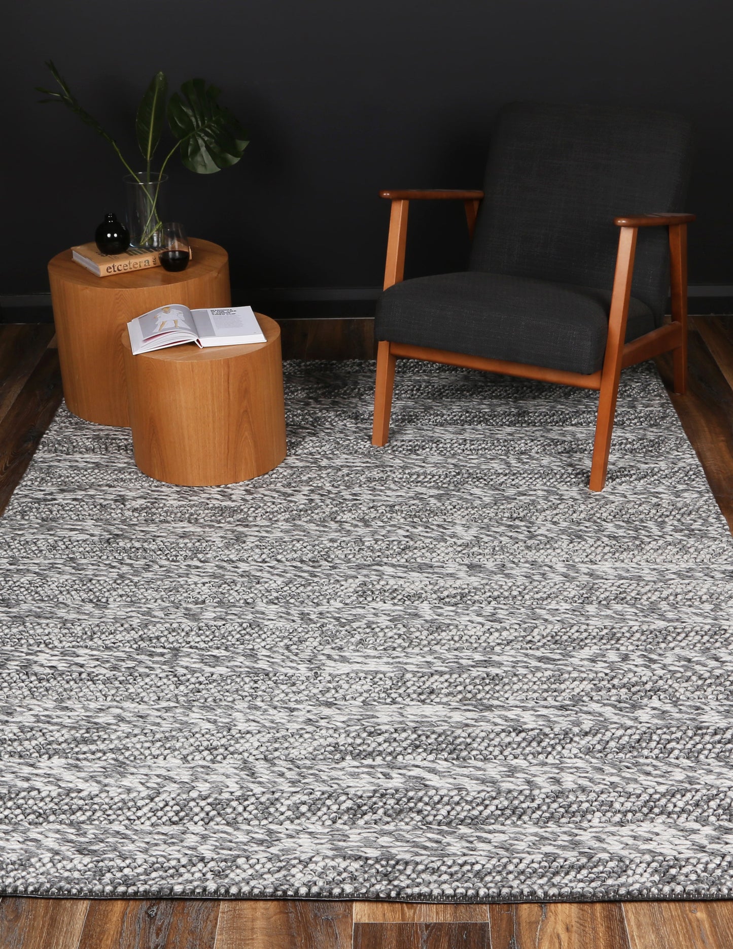 Paradise Ringlets Charcoal Wool Blend Rug