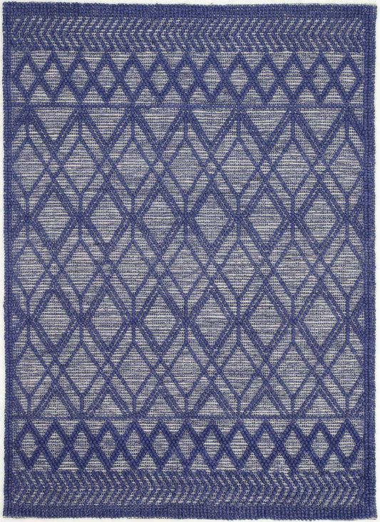 Kaiden Tribal Blue Wool Rug ( New Landed )