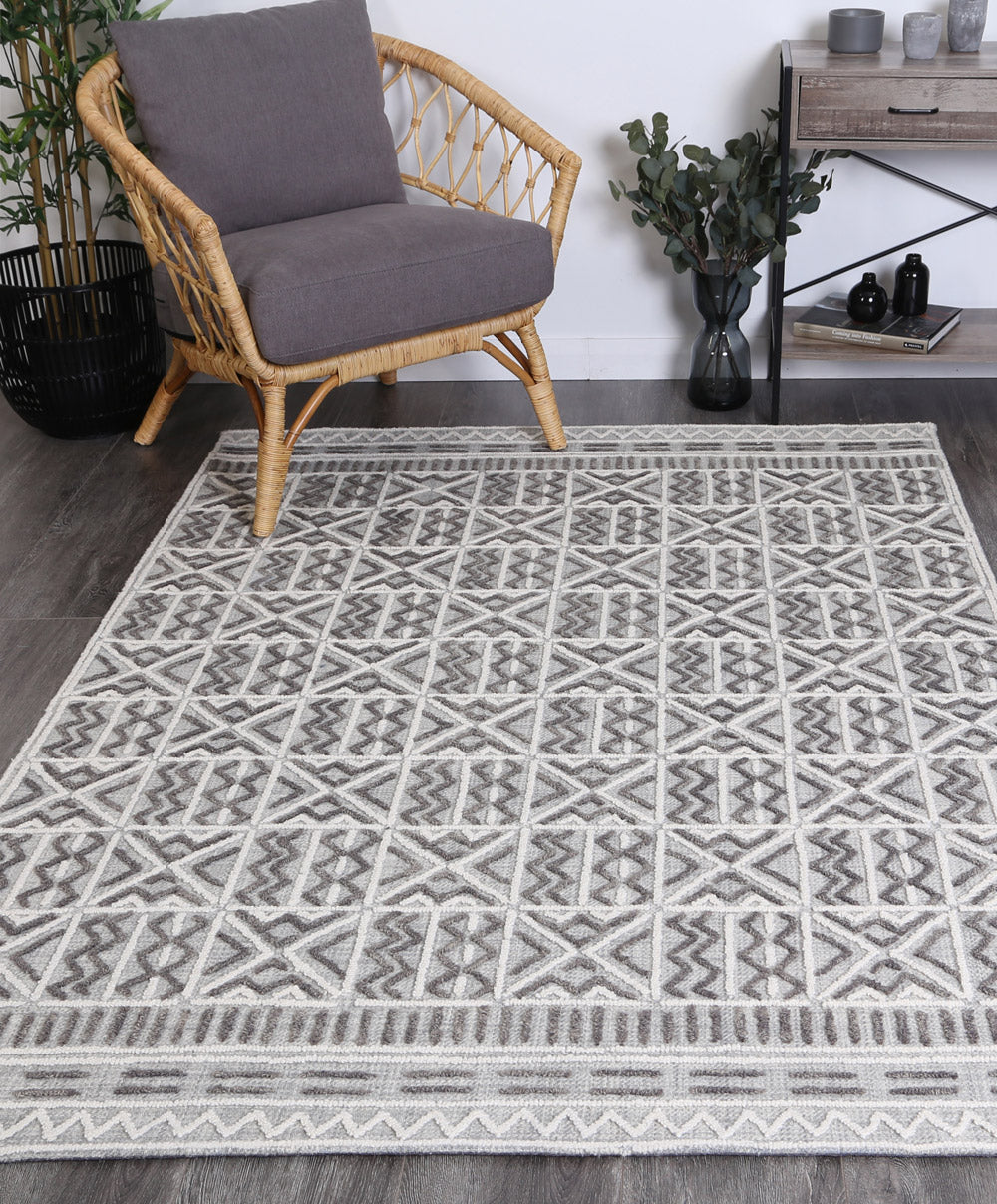 Mirabella Cordoba Grey Zigzag Pattern Rug