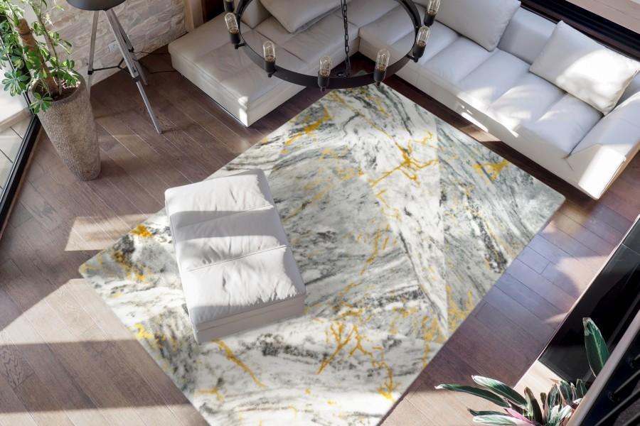 Marelina 700 Yellow Modern Marble Look Rug