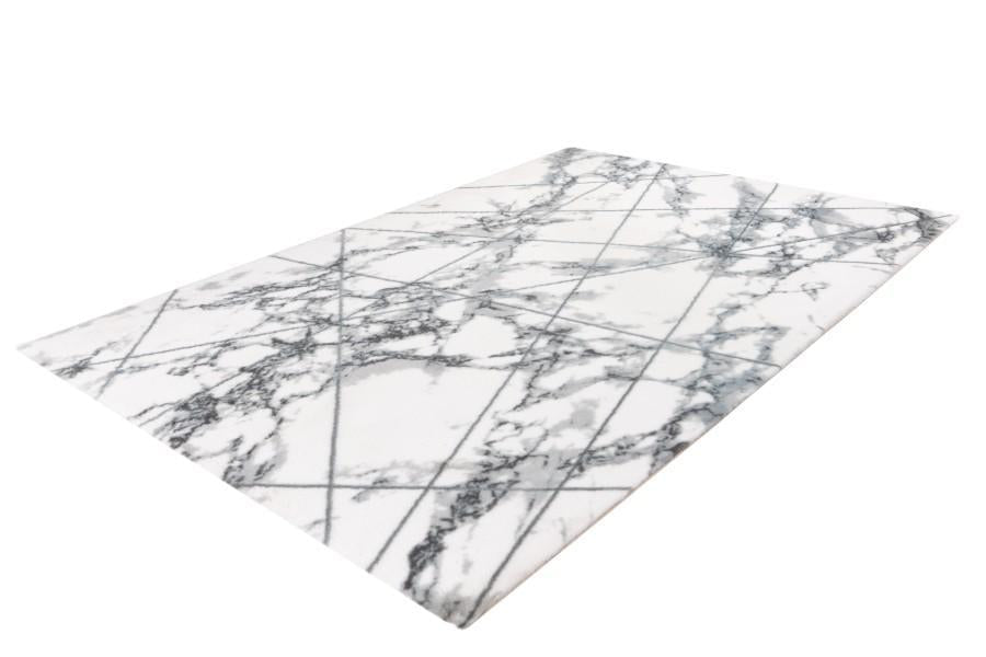 Marelina 701 Silver Modern Marble Look Rug With Geometric Pattern