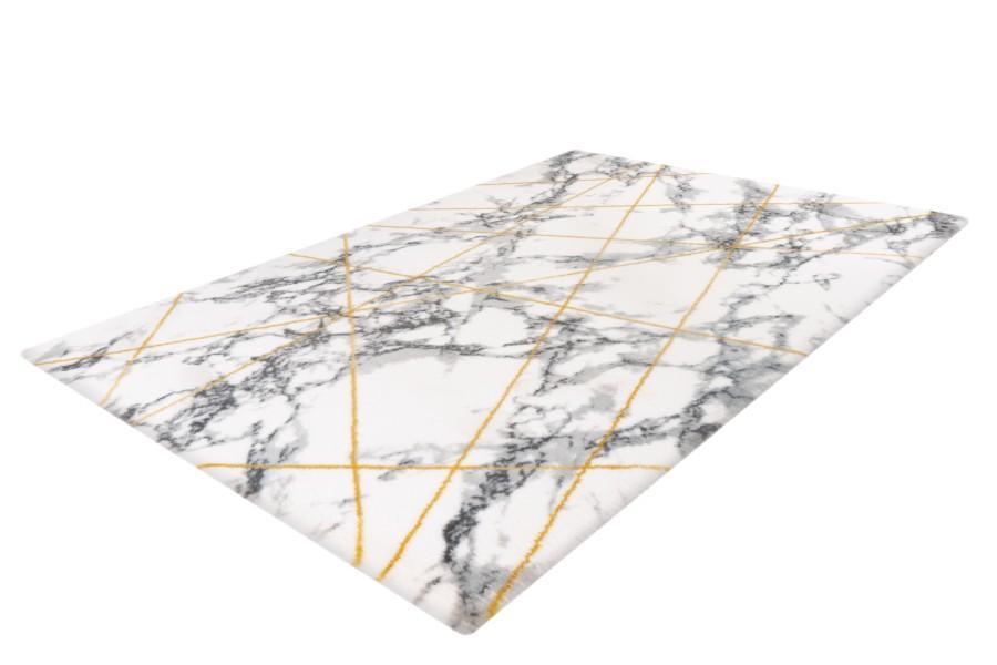 Marelina 701 Yellow Modern Marble Look Rug with Geometric Pattern