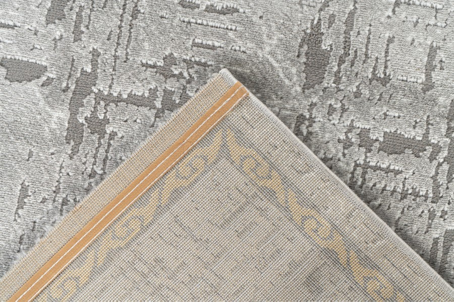 Adana 404 Grey Rug with Gold Border