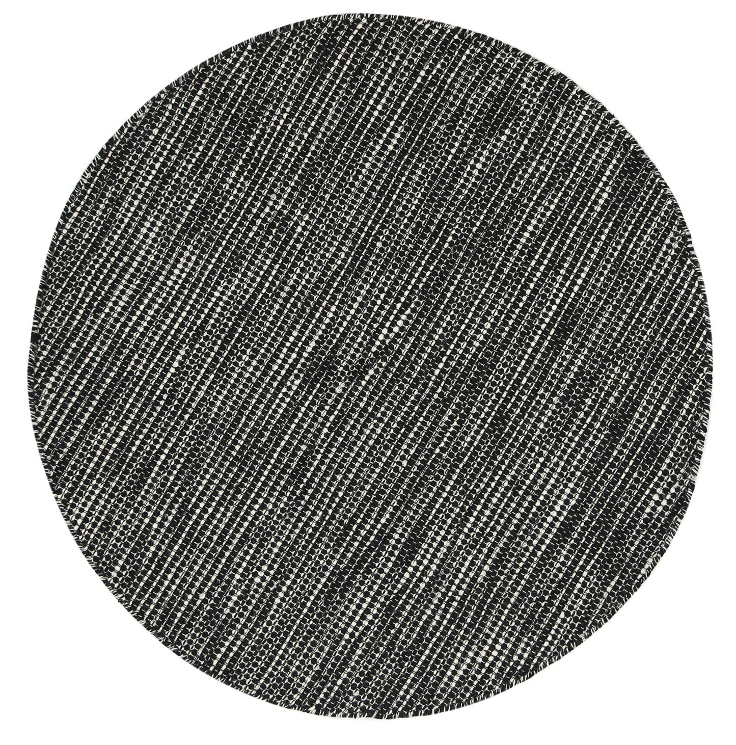 Napania Black & White Reversible Wool Round Rug