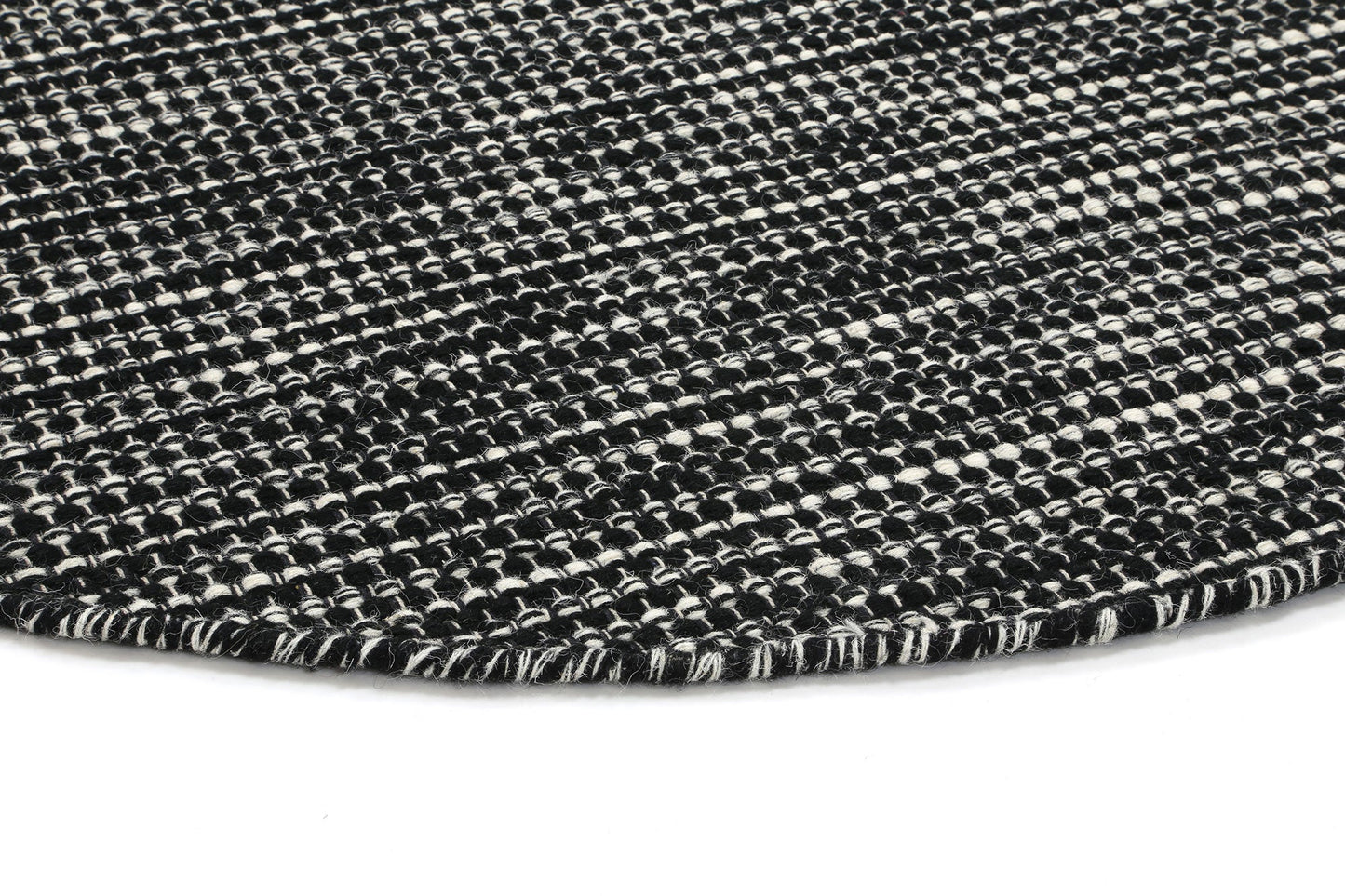 Napania Black & White Reversible Wool Round Rug