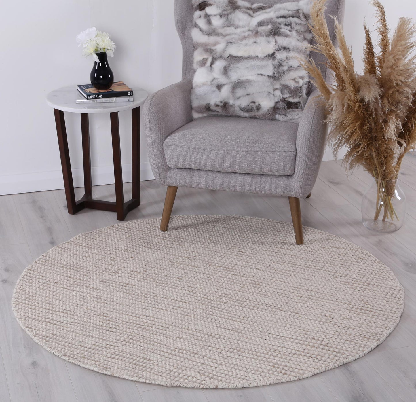 Napania Brown Reversible Wool Round Rug