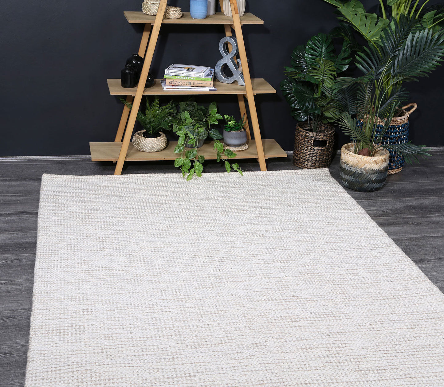 Napania Beige Reversible Wool Rug